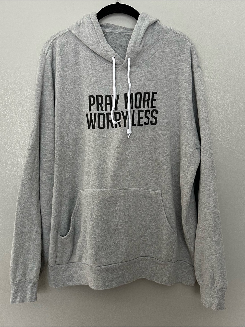Beacon Threads Pray More Worry Less Pullover Hoodie Grey size XL